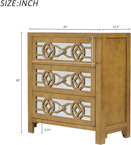 Miniatura 2 de Armario de acento, armario de almacenamiento de madera con 3 cajones y espejo decorativo, gabinete de almacenamiento decorativo, mesa de consola de