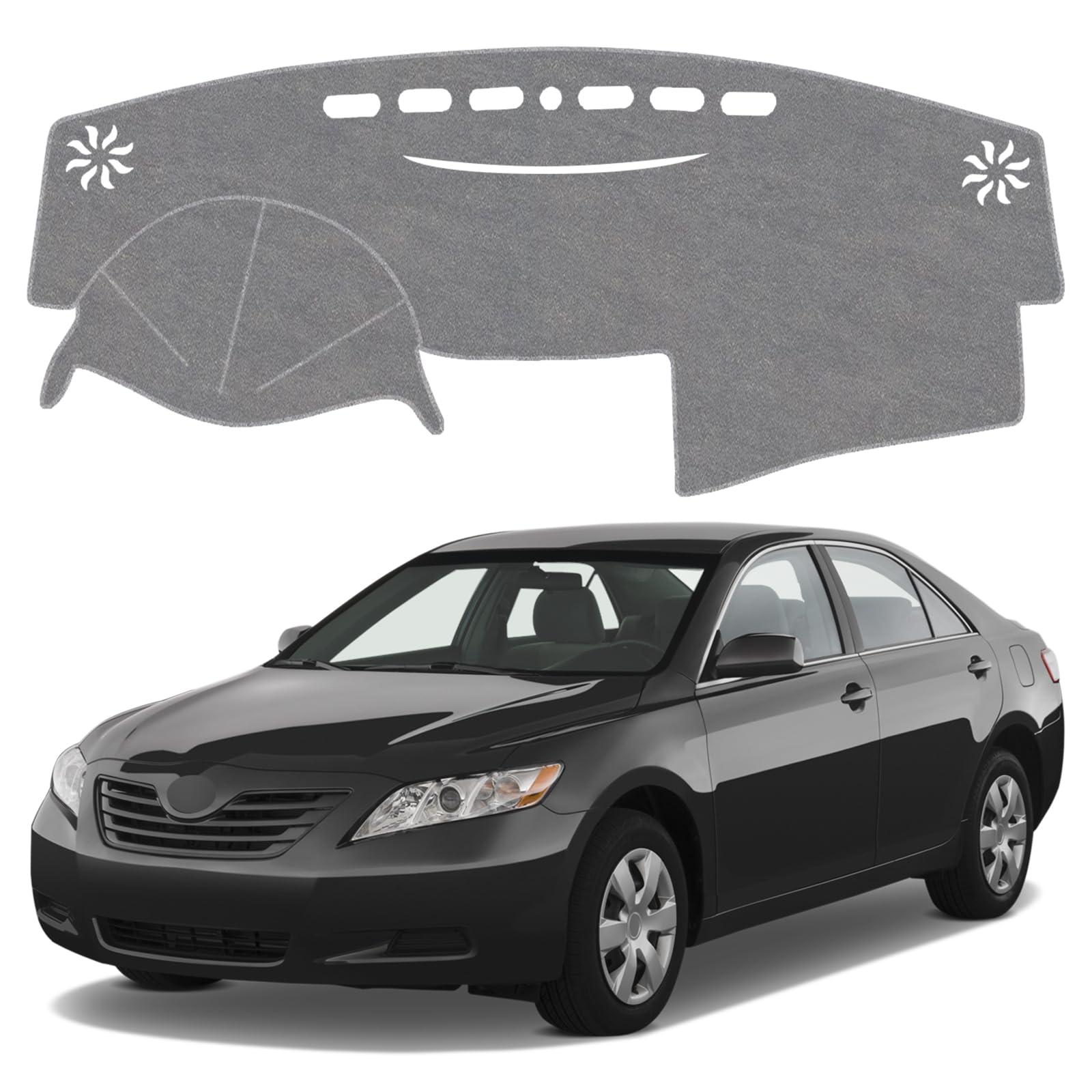 Dash Cover Mat for Toyota Camry 2007 2008 2009 2010 2011 Non-Slip Dashboard Cover Mat Sunshade UV Rays Protector Interior Accessories(Grey)