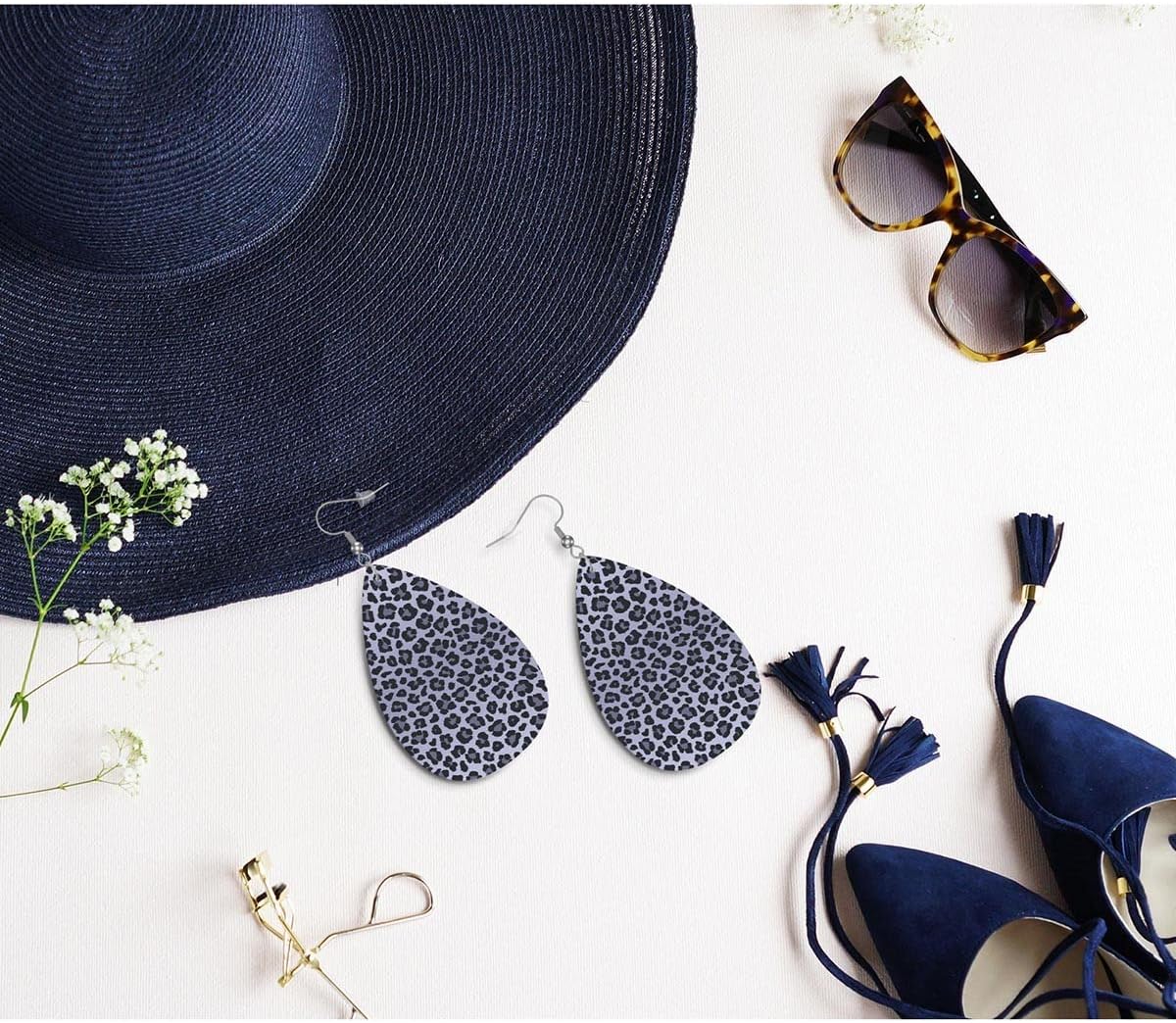 Zokola Leopard Print Drop Dangle Earrings, Dark Gray Spots Leopard Skin Print Earrings Charm Jewelry For Womens Friends, Lightweight Faux Leather Drop Dangle Earrings Set - Image 4