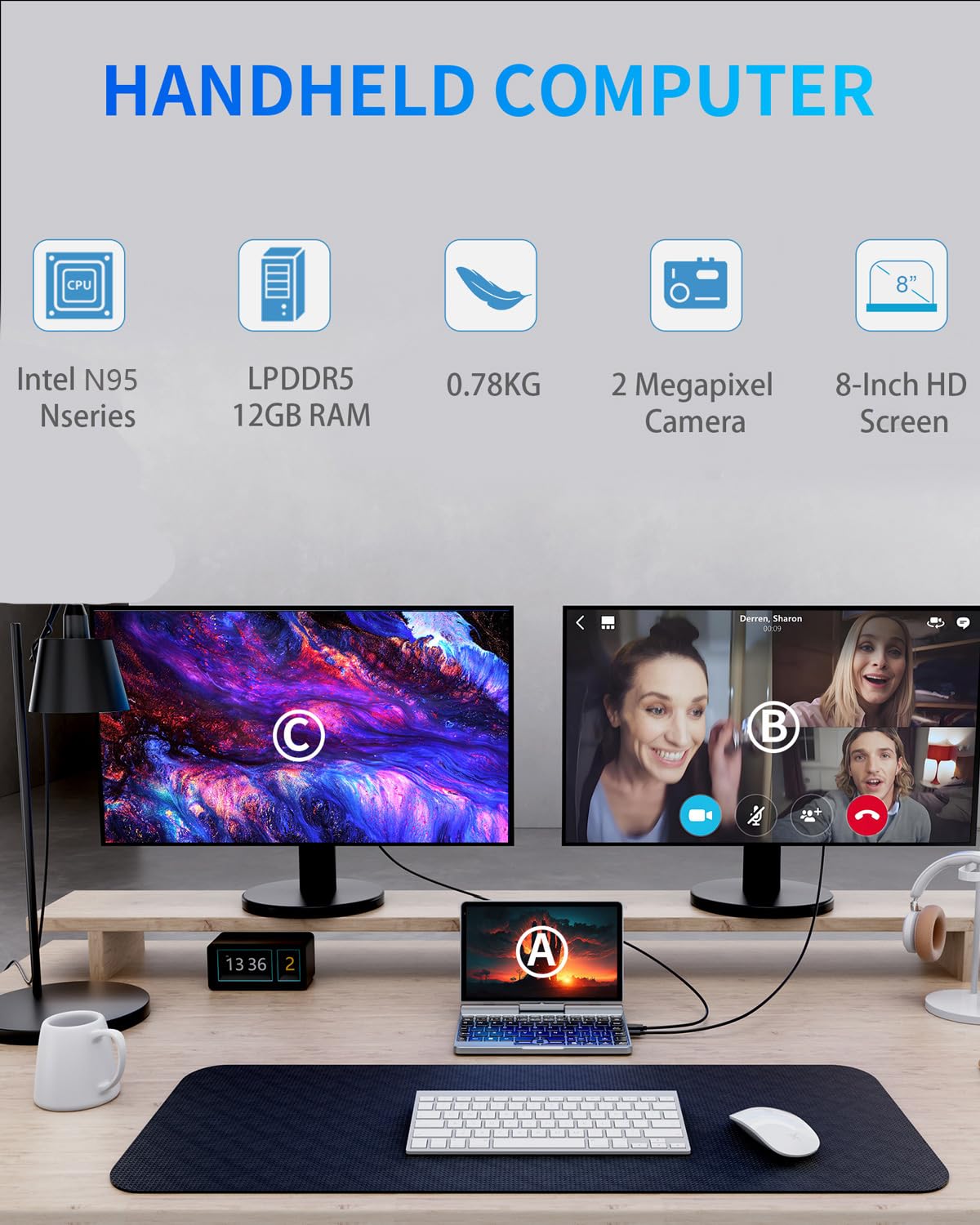 Amazon.com: KOOFORWAY Mini portátil 2 en 1 de 8 pulgadas, pantalla