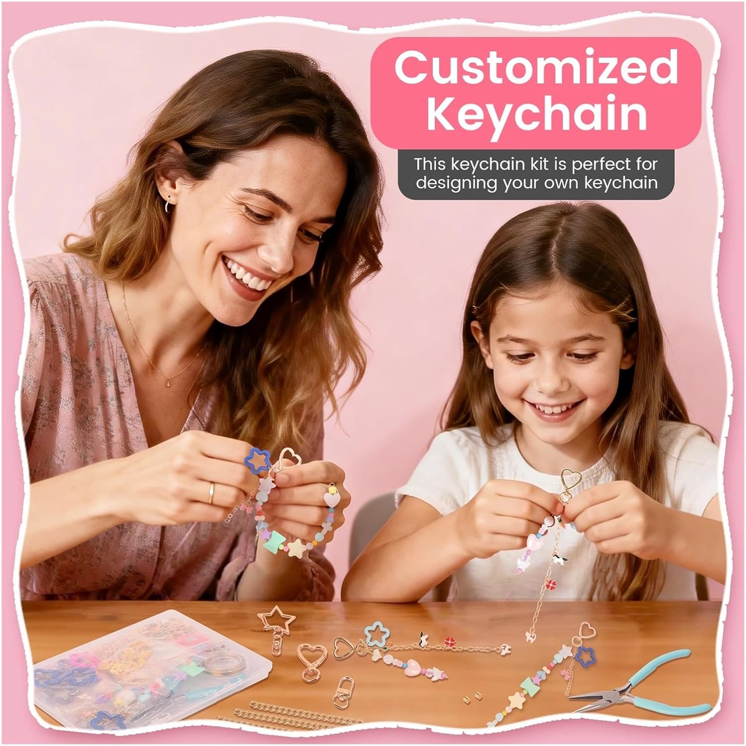 Yiodauh Bracelet Making Kit 354 Pcs Key Chain Craft Set Creative and DIY Complete Pendant Charm Making Accessories for Jewellery Holder
