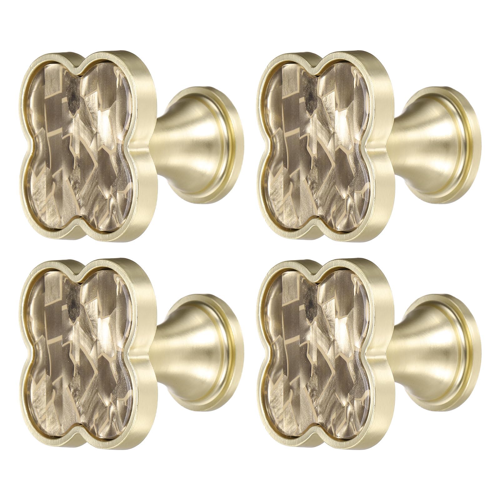 sourcing map 4Pcs Drawer Knobs, Zinc Alloy Decorative Four-Leaf Pull Handles with Screws for Furniture Dresser Wardrobe Cupboard, Brown