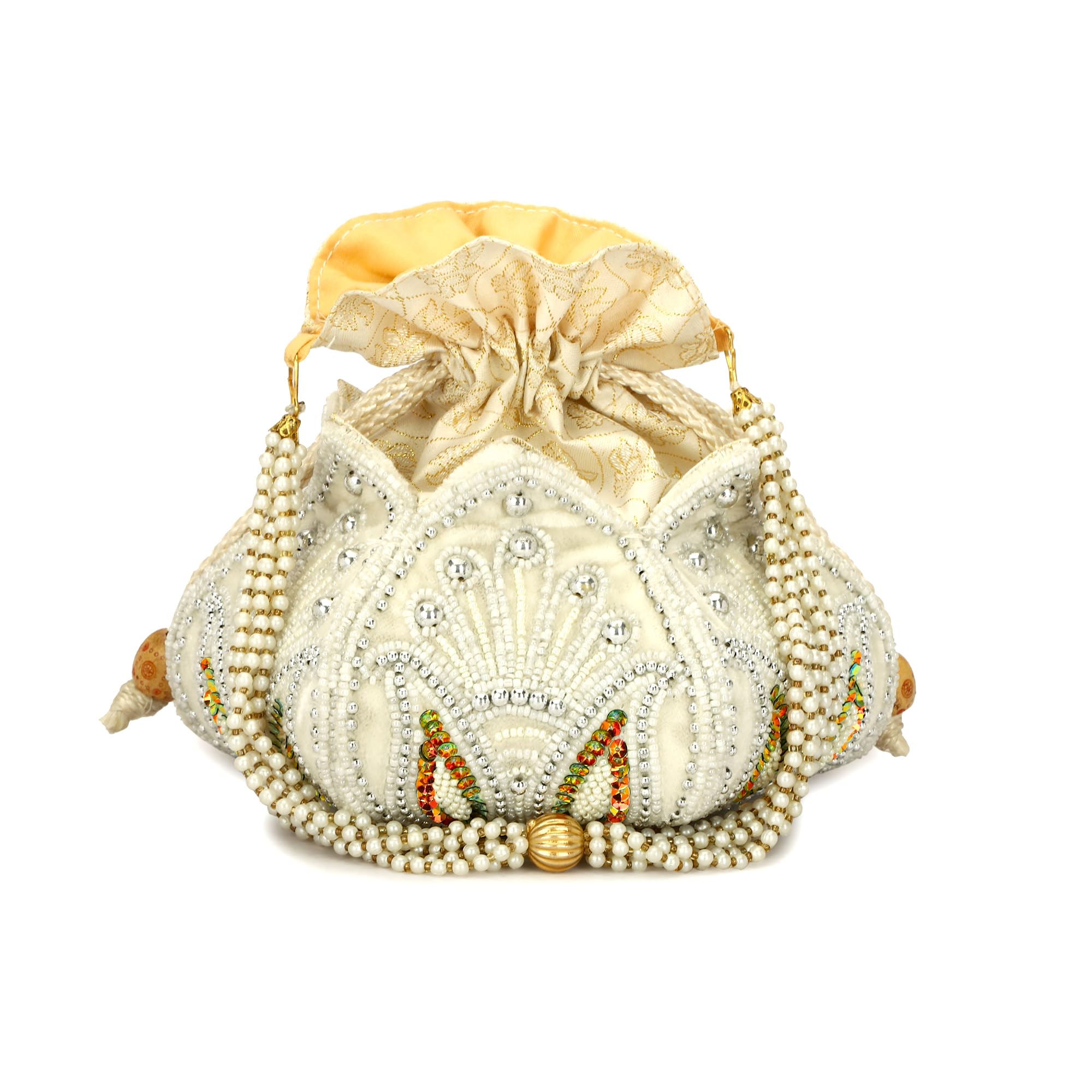 Lotus design handmade women wedding velvet potli bag-image-29