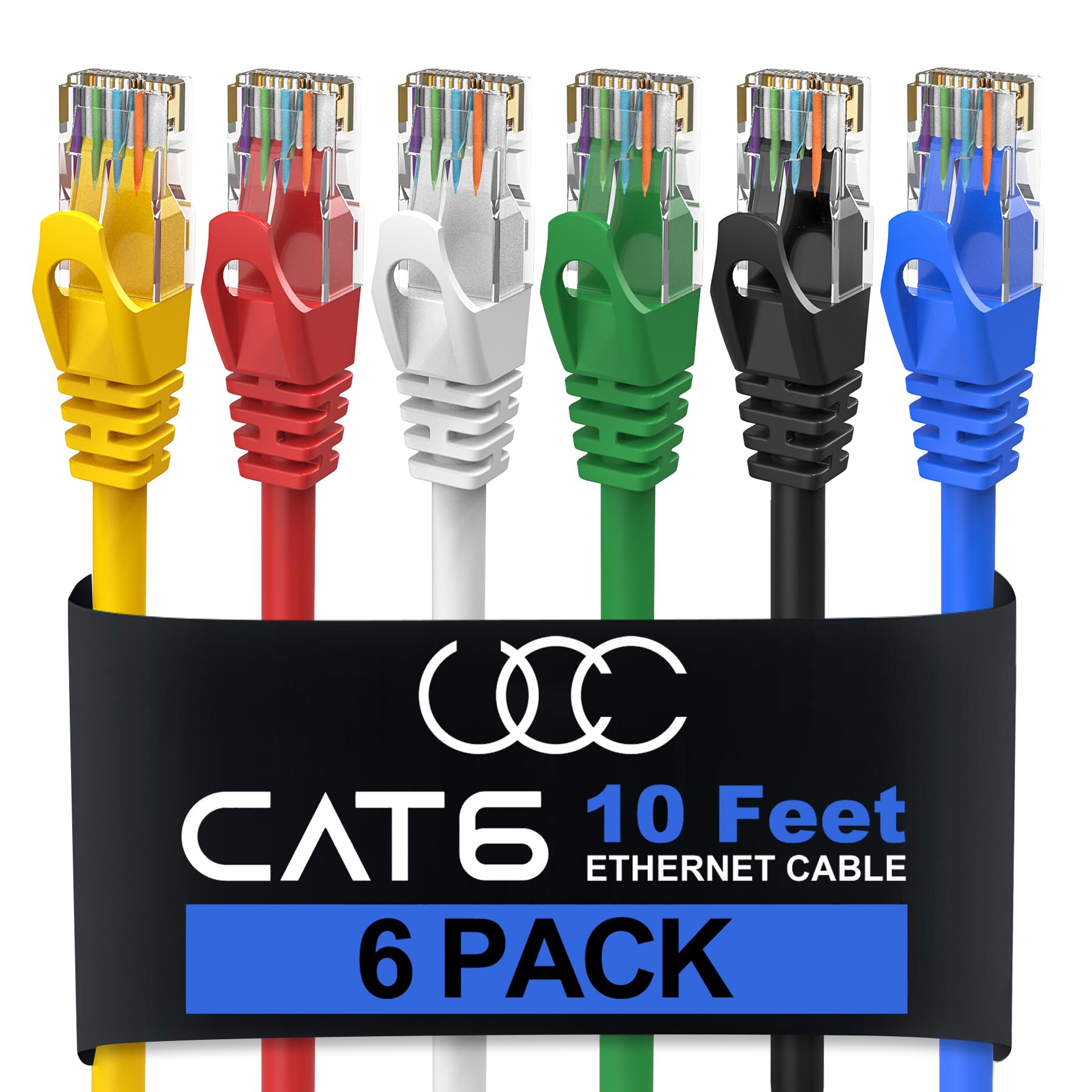 from cat st　10冊 Cat6 Ethernet Cable, 10 Feet (6 Pack) LAN, utp Cat 6, RJ45
