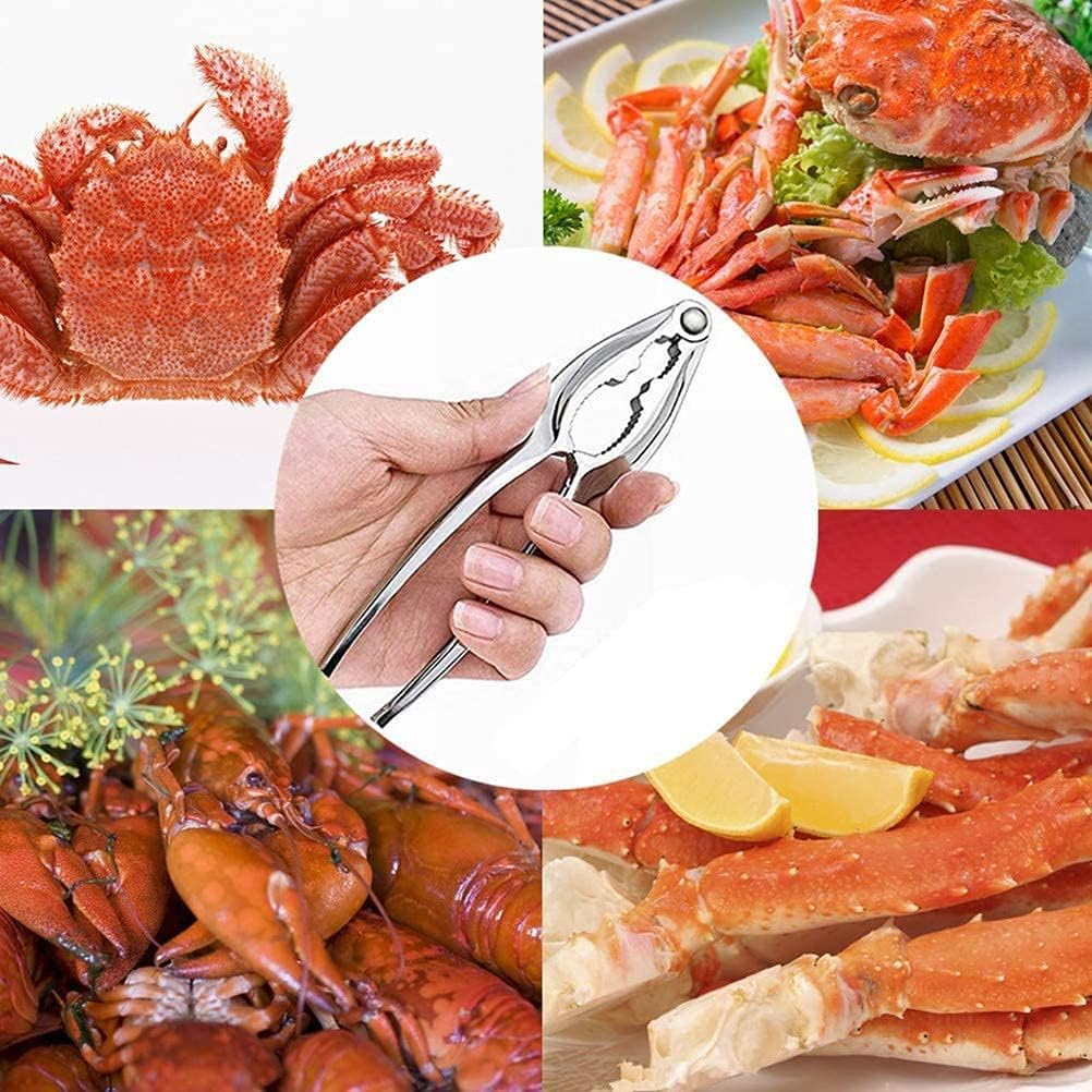 Set di Utensili per Frutti di Mare, 12 Pezzi, Pinze e Forchette per Granchio, Aragosta, Ostriche, Gamberetti, Colore Argento