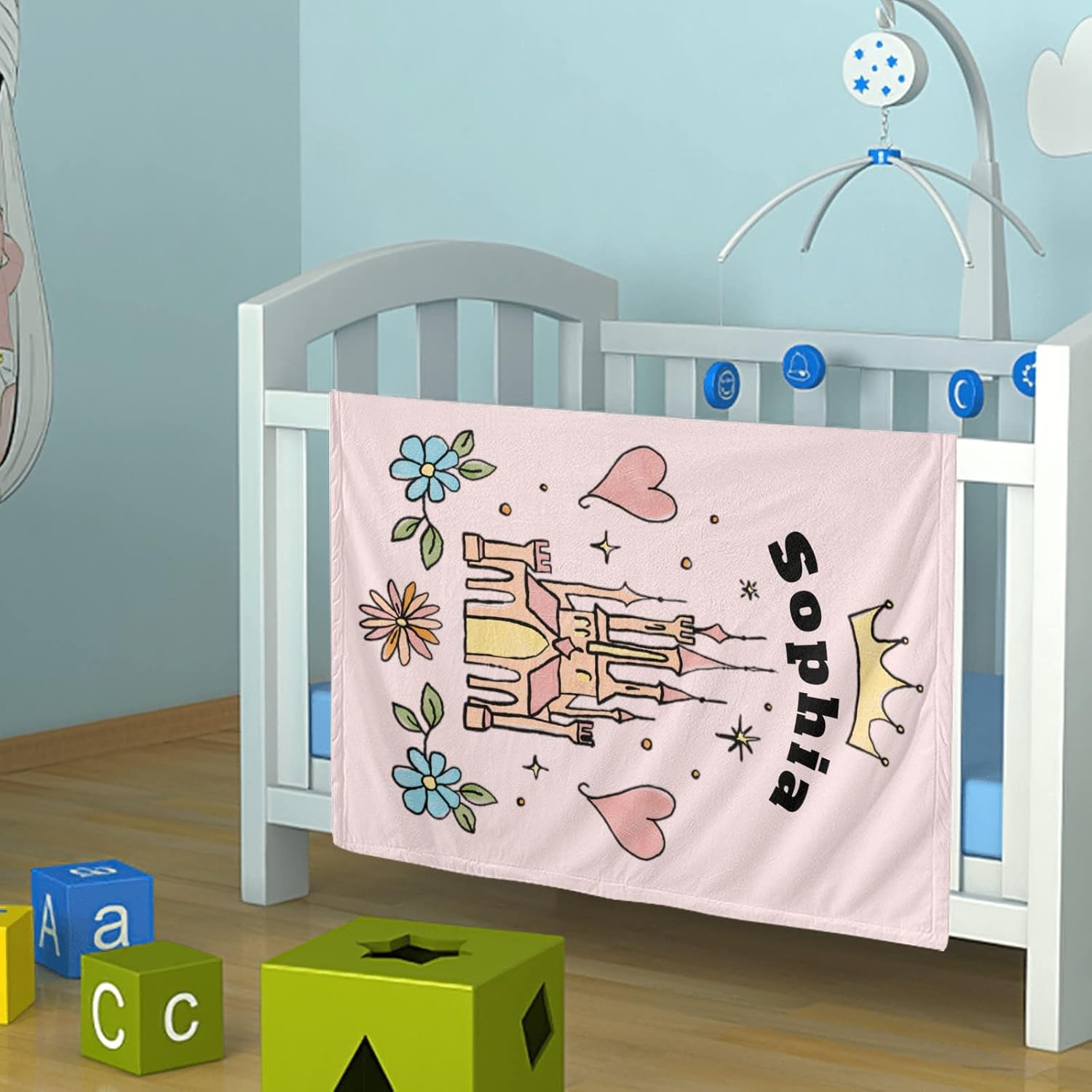 Seamaid Personalized Baby Blankets for Girls Custom with Name Girl Gifts Items Newborn Essentials New Born Blanket - Princess Castle 50x60in