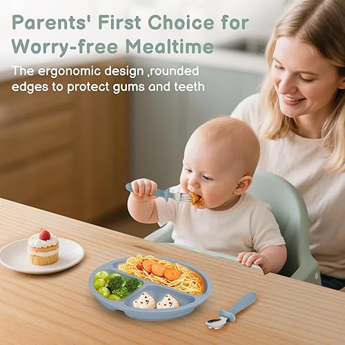 Miniatura 3 de Utensilios para niños pequeños, paquete de 6 cubiertos para niños con mango de silicona, tenedores y cucharas seguros de acero inoxidable 188, aptos