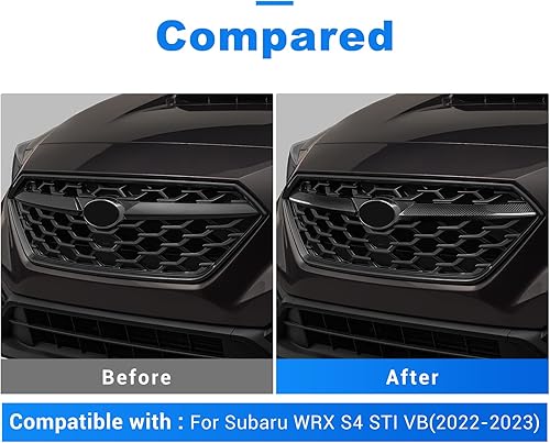 Miniatura 4 de AIRSPEED Para Subaru WRX 2022-2023 Cubierta de tira de rejilla delantera para rejilla exterior del automóvil, moldura de fibra de carbono dura,