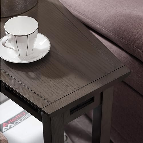 Miniatura 81 de Leick Home 10074-DS - Mesa auxiliar reclinable con plataforma con estante, color arena del desierto Arenas del desierto,Negro -,Gris,Roble de