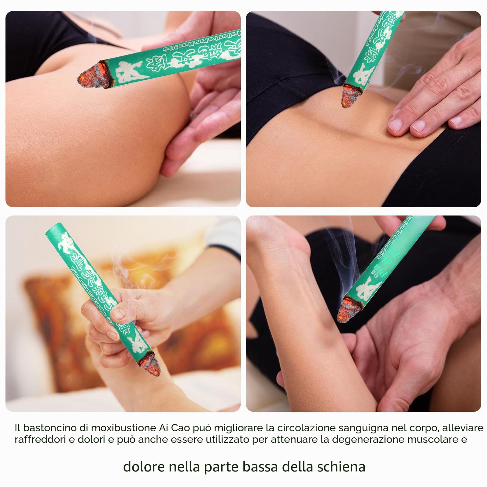 BORDEAG 20 Pezzi Moxibustione, Rotoli Di Moxa Naturale, Moxa Roll Sticks Roller, Moxa Roll Smokeless Moxa Roll Strip Adatto A Persone Anziane, Donne, Bambini