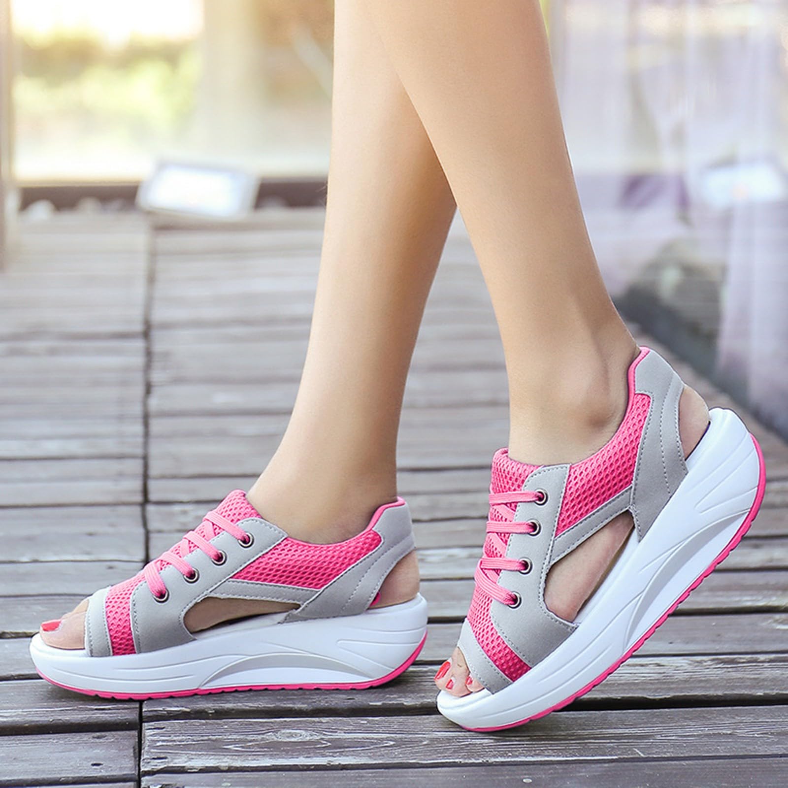 Generico Sandaletti Donna Estive Open Toe Sandal Casual Con Plateau Per Sandali Leggeri E Traspiranti Sportivi Scarpe Da Corsa 39 Estivi Eleganti Trekking Sandalo Estivo Women Sandals Comode