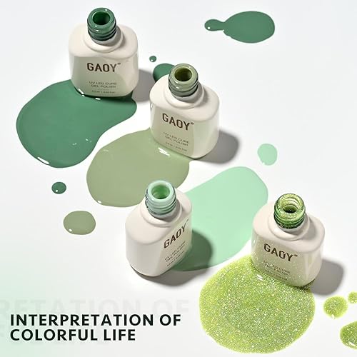 Miniatura 65 de GAOY Juego de 23 esmaltes de uñas de gel, colores otoñales, marrón, rojo, verde, purpurina, kit de uñas de gel de curado con luz UV, capa superior