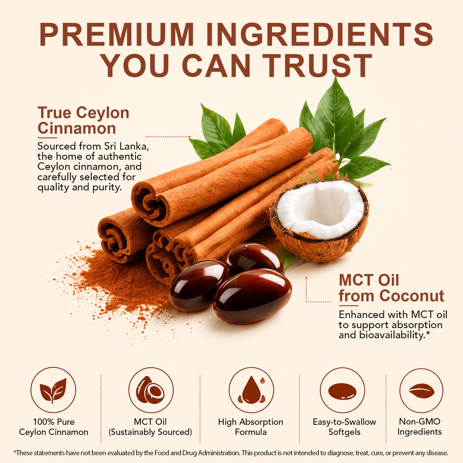 Ceylon Cinnamon with MCT Oil, 300 Softgels, Highly Bioavailable, Non-GMO — Amazon image 3