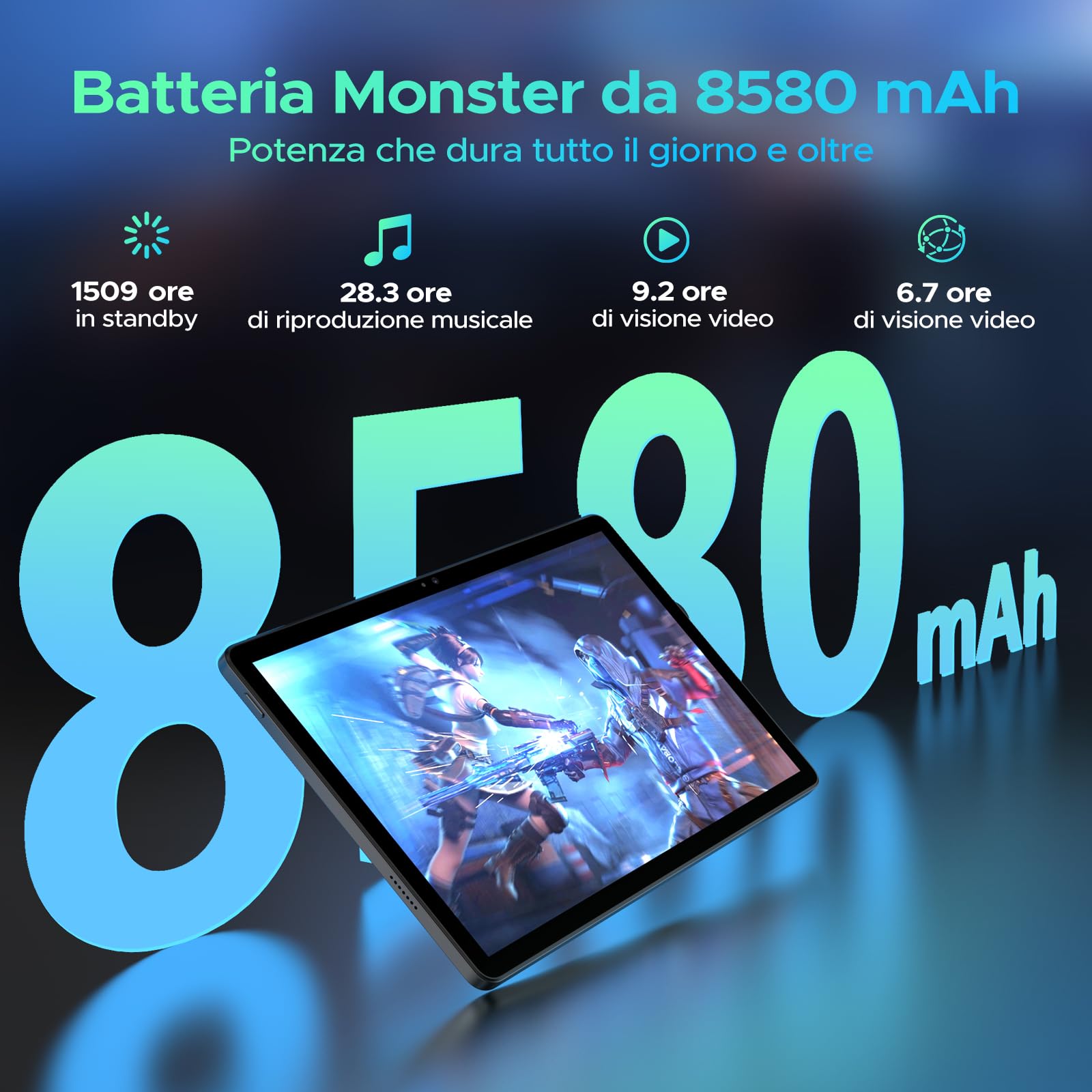 DOOGEE U11 Android 16 Tablet 11 Pollici, 16GB+128GB/2TB TF Tablet con Tastiera, 90Hz, 8580mAh, 7.9mm Thin, Unisoc T7200 Octa Core/13MP/Widevine L1/Face ID, Tablets con Penna & Mouse & Case - Nero