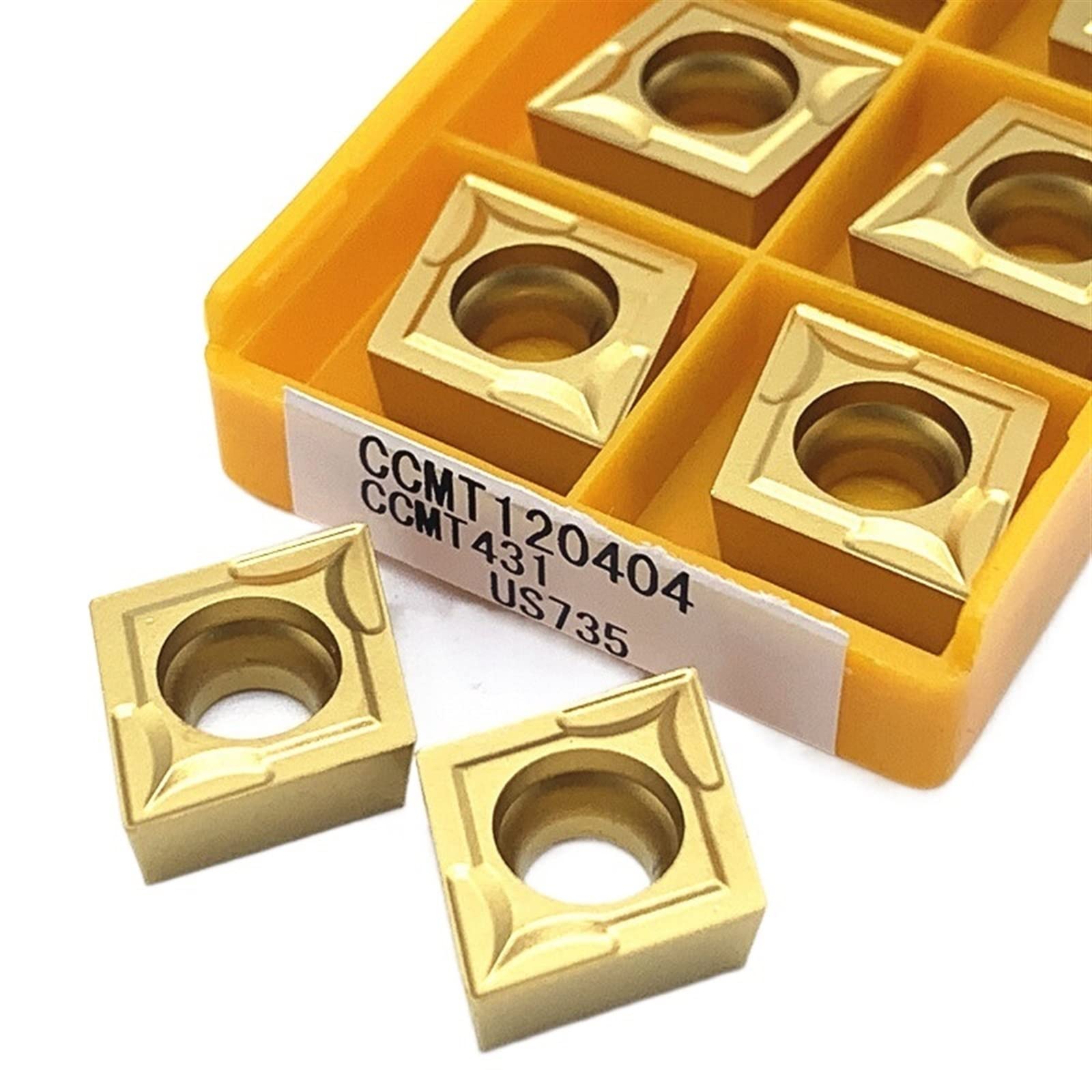 AALLYN Indexable Carbide Lathe Tool 10pcs CCMT120404 Carbide Lathe Cutter Turning CNC Machine Cutting Tool (Size : CCMT 120404 735)