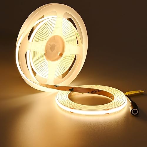 Miniatura 1 de TOPAI Tira de luces LED COB de 24 V, 3000 K, blanco cálido, 16.4 pies, ultra brillante, 400 lmft, CRI92 480LEDM, alta densidad, autoadhesiva,