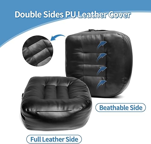 Miniatura 5 de YOUFI Cojín de asiento de cuero extra grueso para silla de oficina para elevar la altura, relleno completo para apoyo, con funda transpirable, asa y