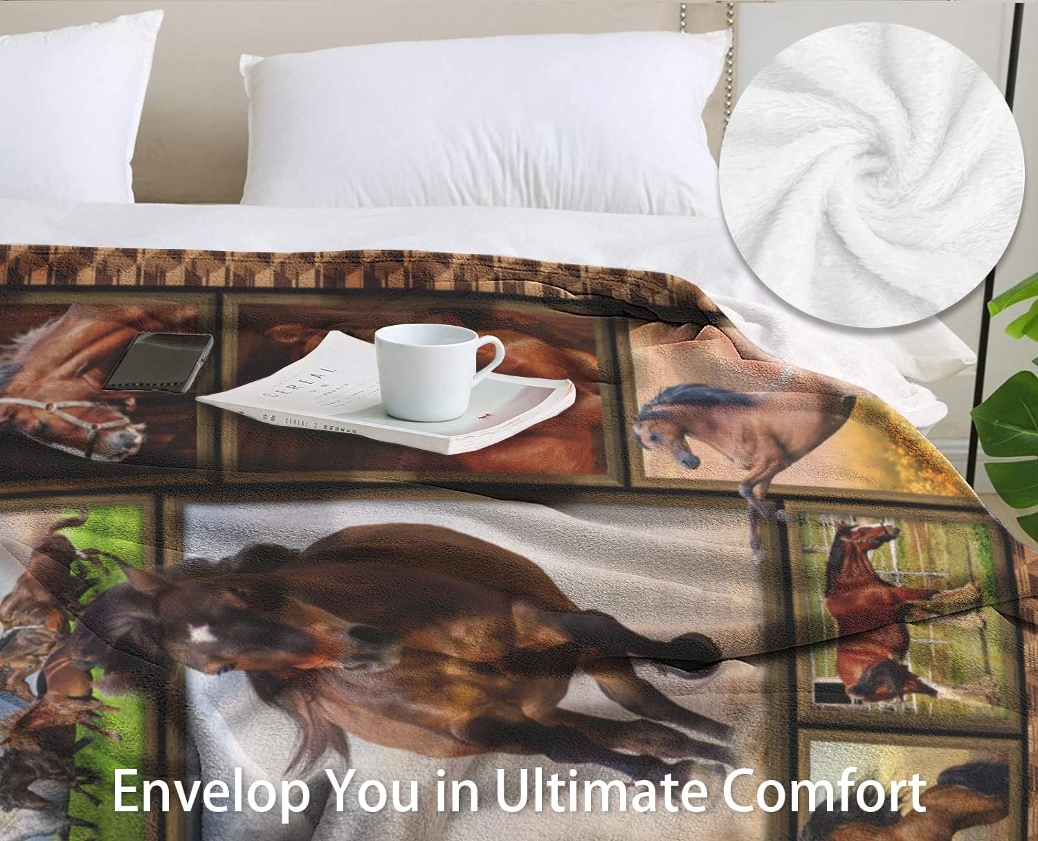Horse Blanket for Men and Women - Lightweight Plush Throw for Sofa, 50 x 60 Inch - Gift for Horse Lovers - Image 3