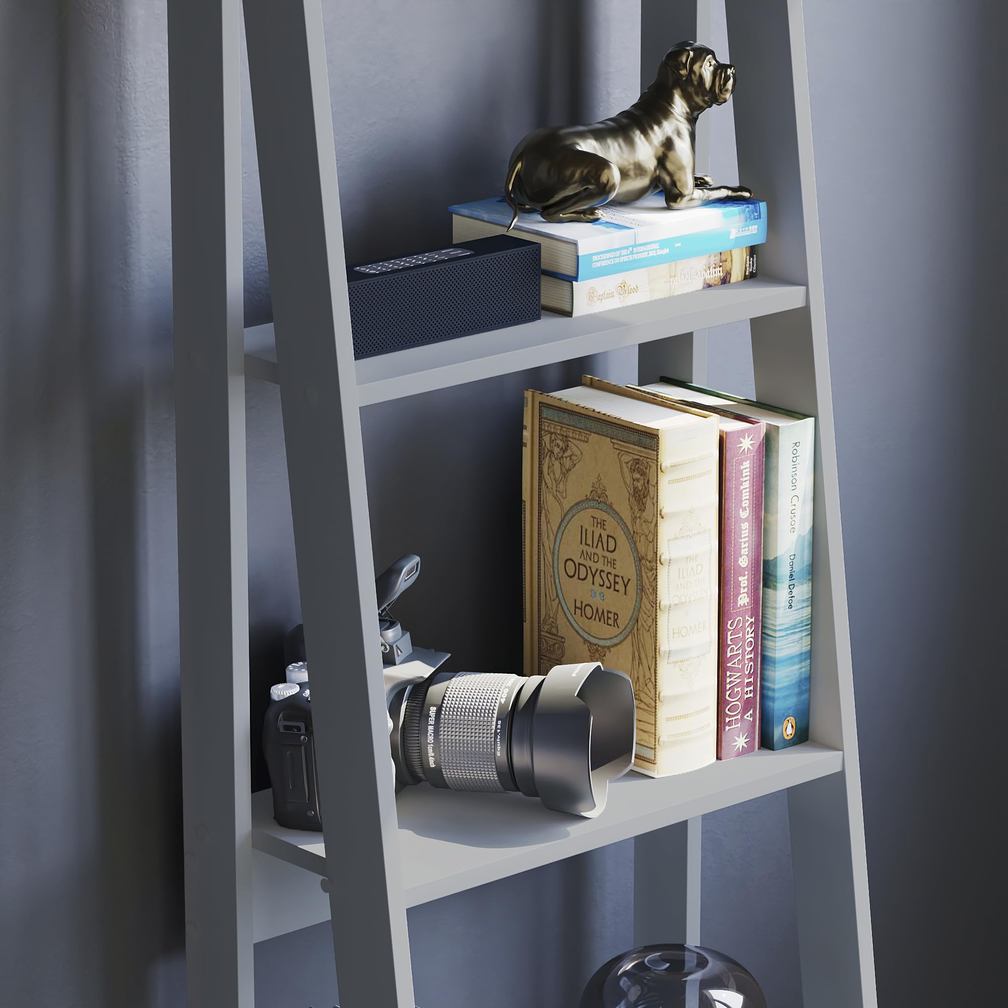 Vida Designs Bristol 5 Nivel Step Escalera Estantería, Moderno A-Frame Independiente Shelf Unit, Space-Saving Storage for Sala de Estar, Dormitorio or Oficina, H175.5xW48xD38.5cm (Gris)