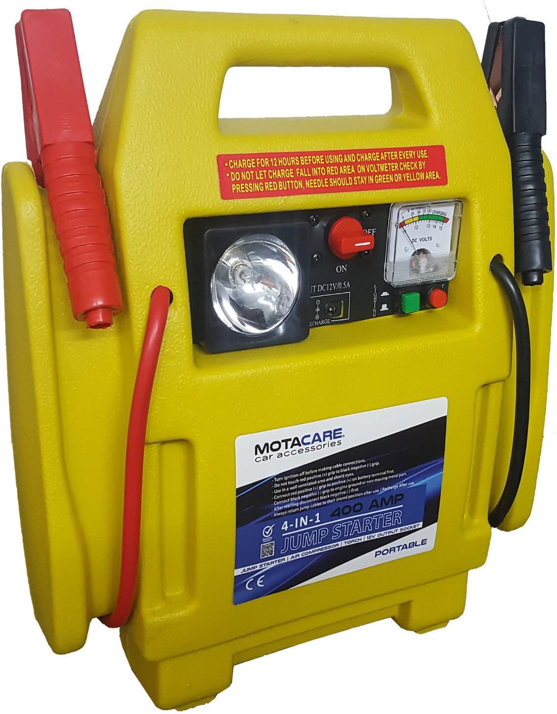 4-in-1 12V 400A Car Jump Starter & Air Compressor (700 Peak Amps)