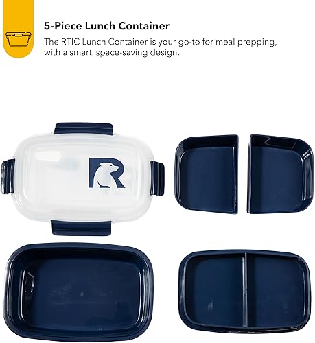 Miniatura 8 de RTIC Recipientes de almuerzo de 5 compartimentos, contenedor de comida caliente con tapa para adultos o niños, apto para microondas para el trabajo,