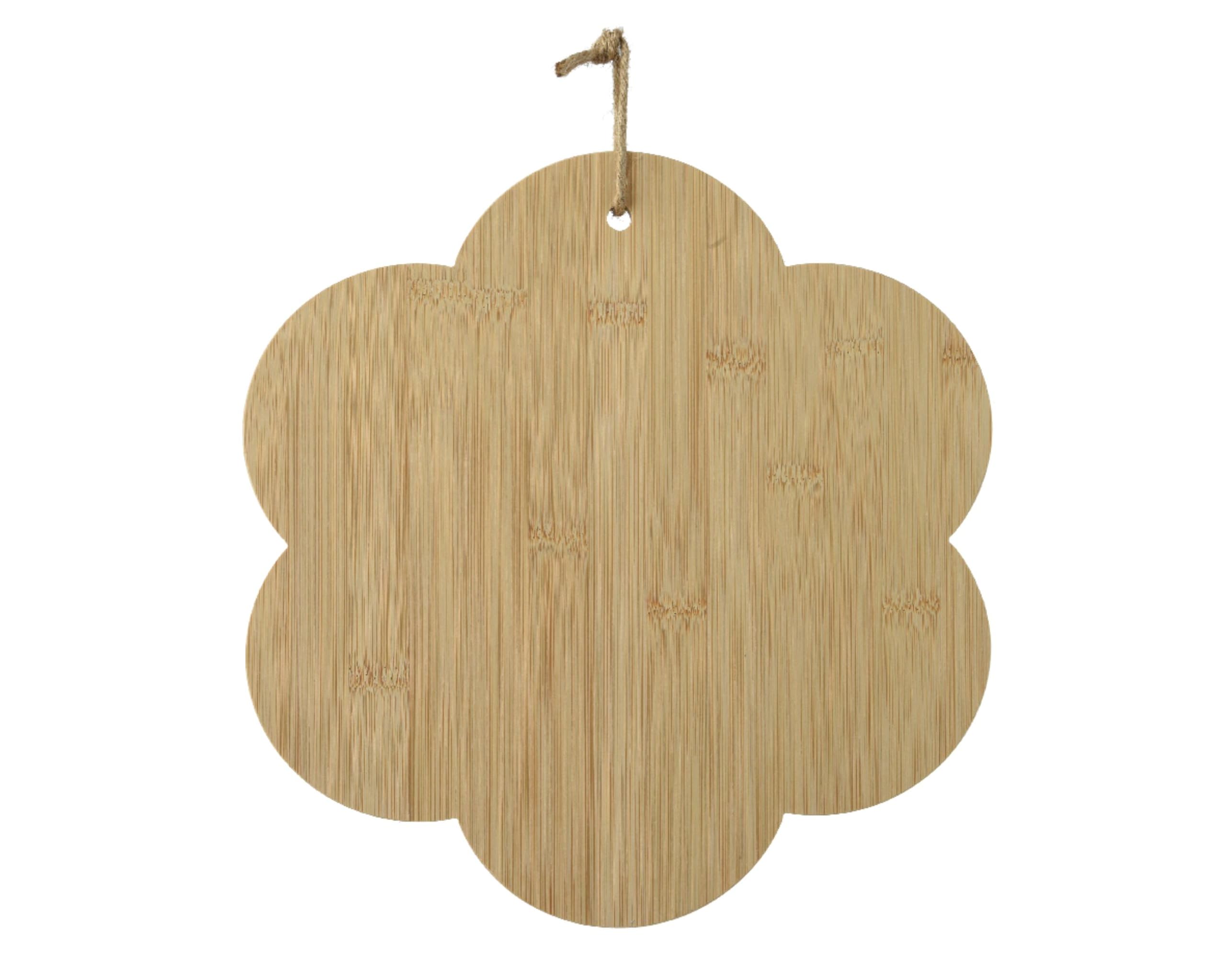 Tagliere A Forma Di Fiore In Bambù 30 Cm - Vassoio In Legno Naturale Per Pane, Formaggi E Antipasti, Con Cordino Per Appendere