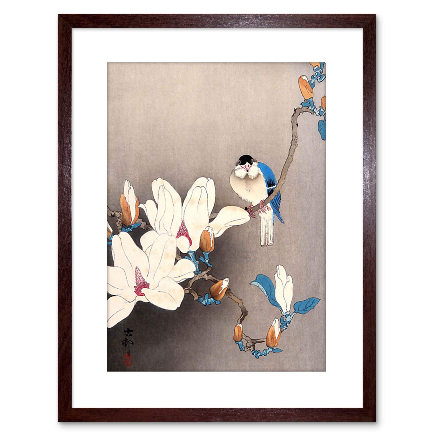 Wee Blue Coo Painting Japan Ohara Koson Bird Flower Framed Wall Art Print
