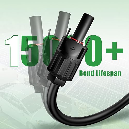 Miniatura 6 de Cable de extensión solar de doble cable de 6 pies Conector de panel solar de 10 AWG (6 mm), con conectores solares IP67 machohembra para