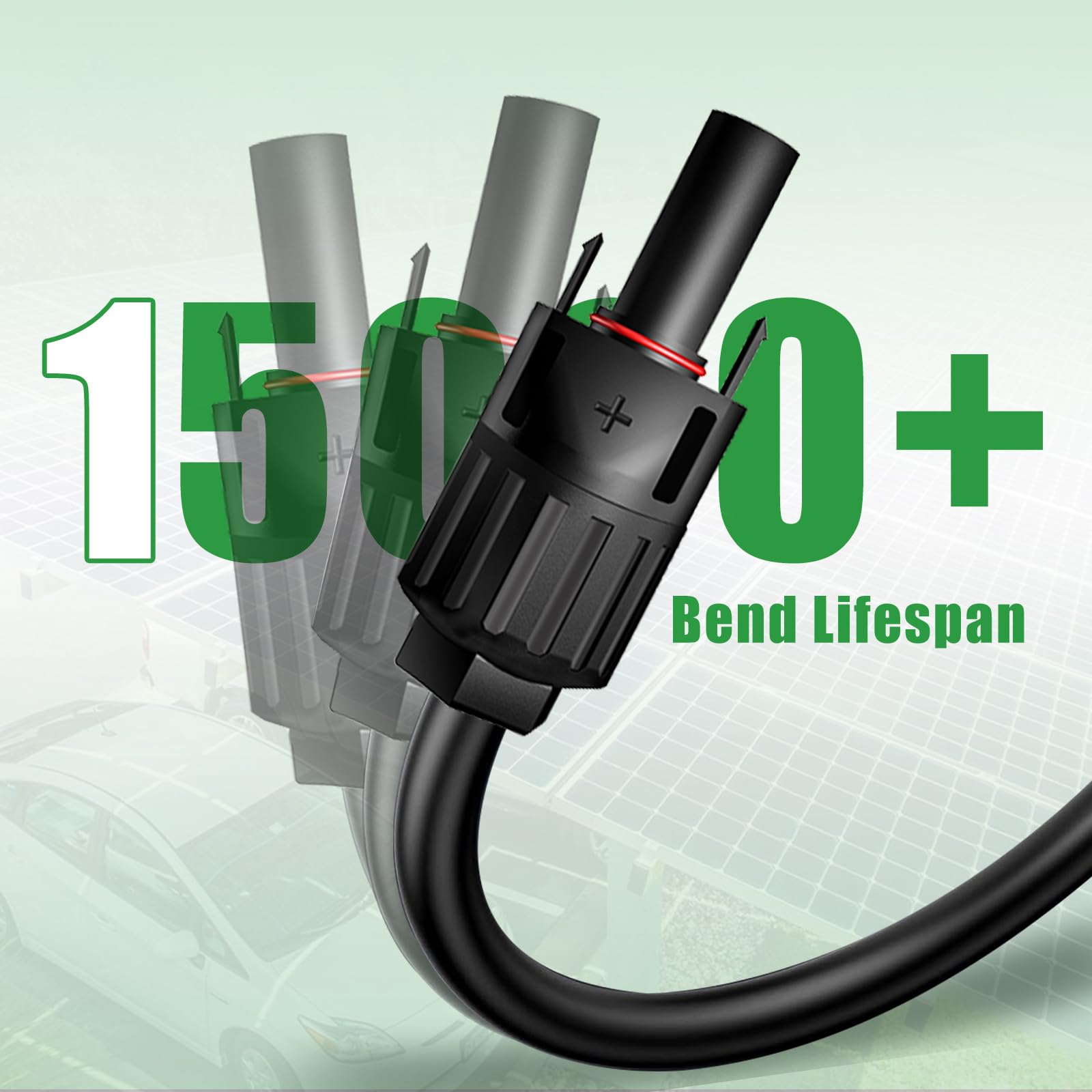 Cable de extensión solar de doble cable de 50 pies, conector de panel solar de 10 AWG (6 mm²), con conectores solares IP67 macho/hembra para exteriores, automóvil, caravana, barco, panel solar