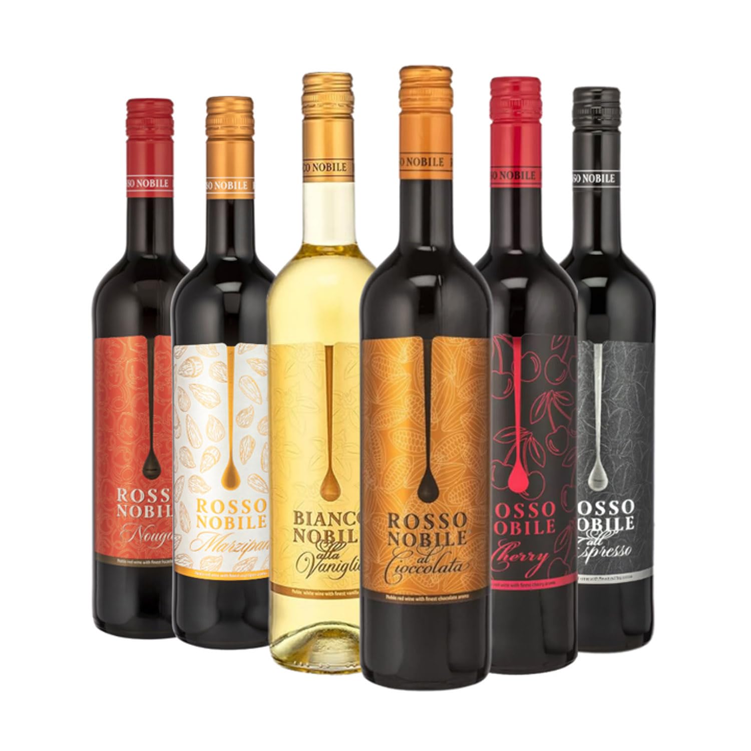Weinpaket 'Verführerische Vielfalt' | 6 x 0,75 L Set Rosso Nobile | Vanille, Schokolade, Kirsche, Nougat, Marzipan, Espresso