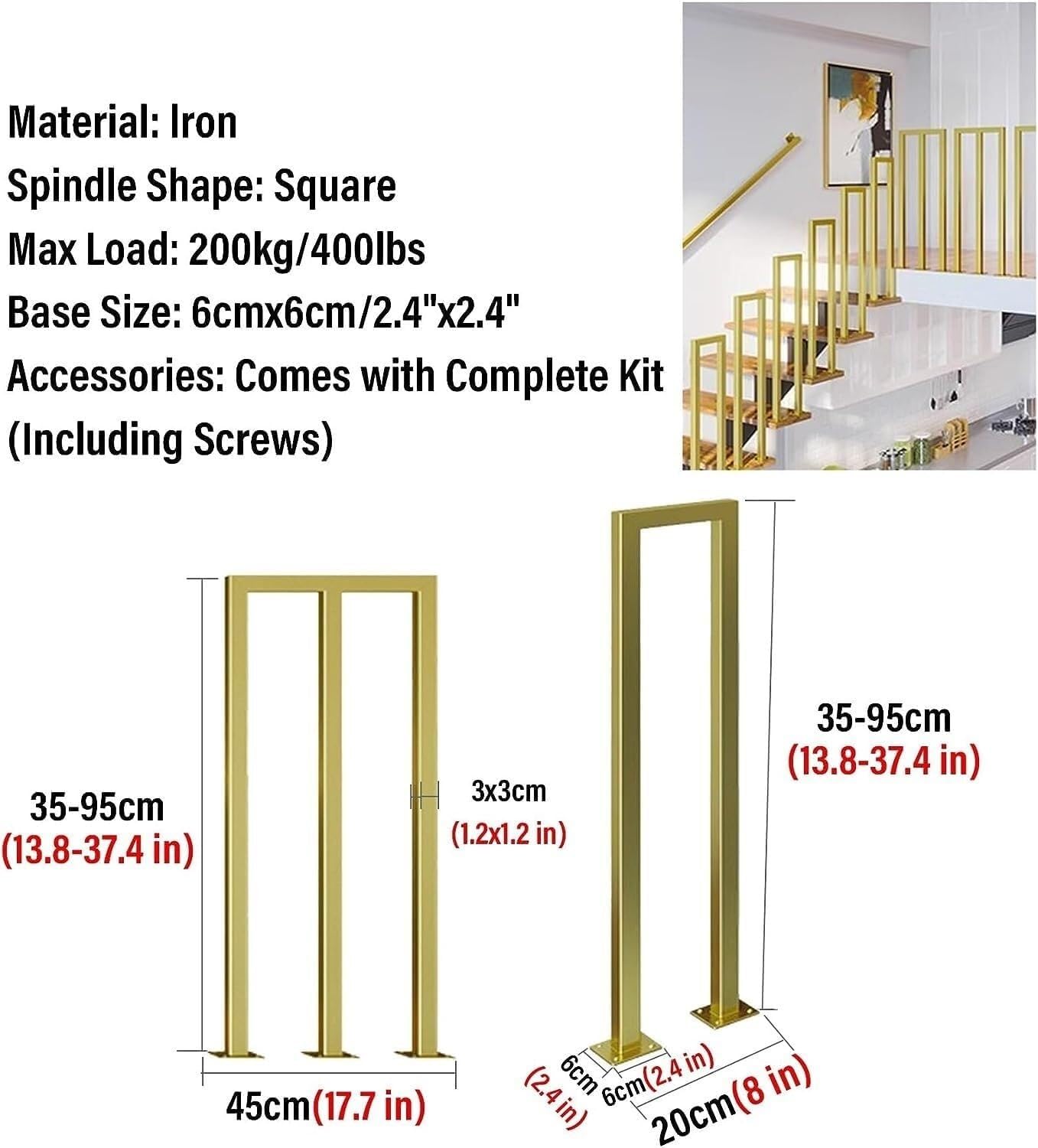 Treppenschutzgitter aus Aluminium, M-Form für Treppen- und Treppenumbauungen, 2 Stück (35 cm), Treppenschutzgeländer für verbesserten Schutz zu Hause