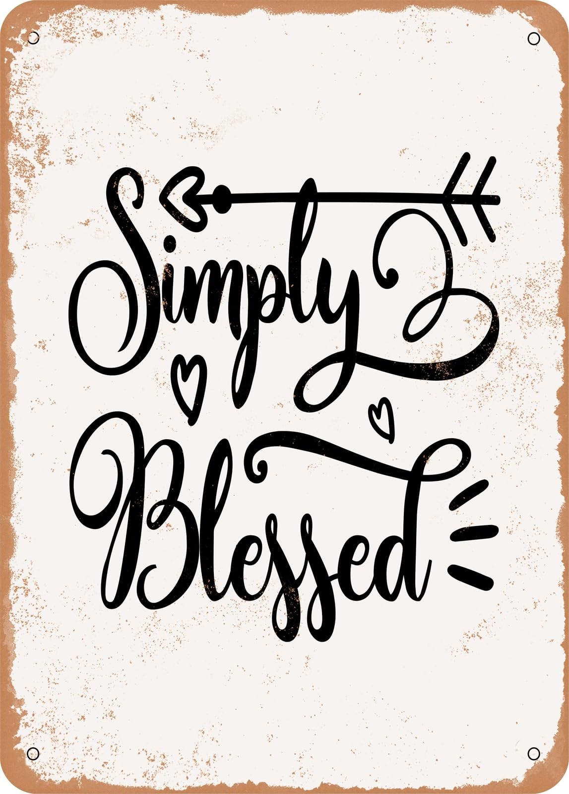 Miaomansenstore Metal Sign - Simply Blessed - 6 - Vintage Rusty Look Home Decor