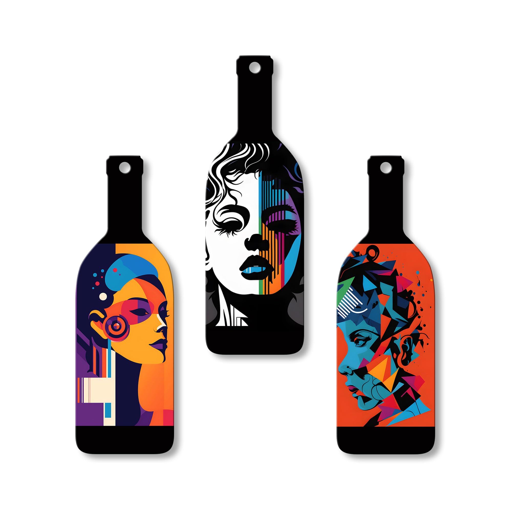 Artvibes Modern Abstract Art Portrait Wooden Wall Hanging for Home Decor | Decoration Items for Livingroom | Art Item for Office | Decorative Mdf Wall Hanger Artwork (WH_9509N), (Set of 3)