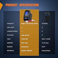 Vista 9 de Nilight Interruptor basculante de barra de luz LED, interruptor basculante estéreo, interruptor de encendido/apagado láser de 5 pines, 20A/12V, Azul