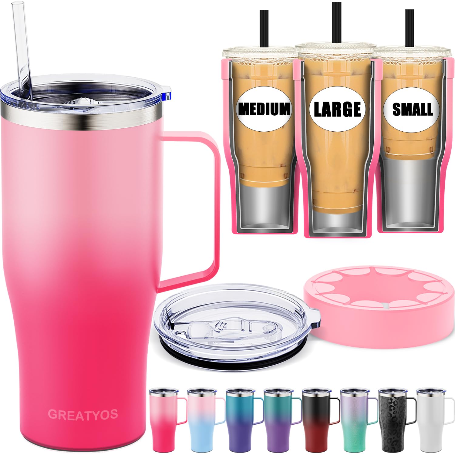 Universal Iced Coffee Sleeve with Handle - Insulated Double Wall Reusable Stainless Steel…
