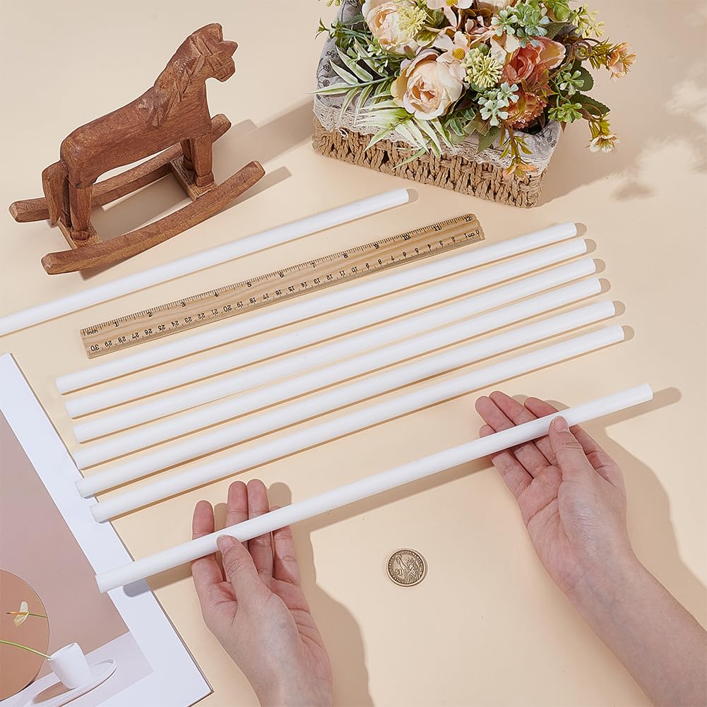 BENECREAT 10pcs 12x402mm Plastique POM Barres Rondes, Plastique Barres Blanc pour Bricolage Main Table Sable Modèle Construction Fabrication de Pièces Mécaniques