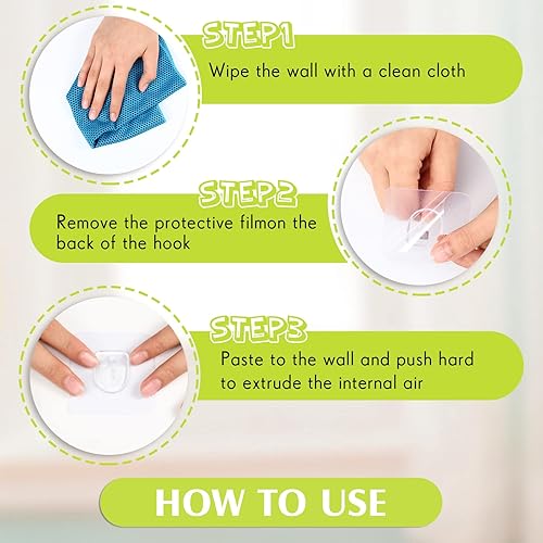 Miniatura 4 de Yinkin 30 ganchos de pared adhesivos transparentes de 15 libras (máximo) para colgar ganchos adhesivos de plástico resistentes, transparentes, sin