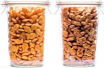 Weck 743 Mold Jar - Sourdough Starter with Wide Mouth - Suitable for Canning and Storage - 2 Sourdough Jars with Glass Lids, Gaskets and Clips