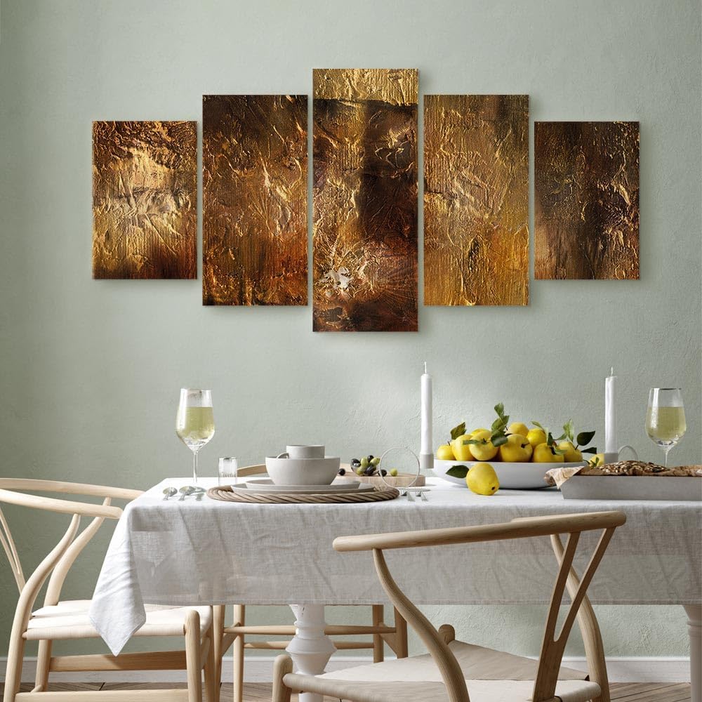 artgeist Acoustic Canvas Wall Art Abstract 40x20 in - 5pcs Picture with Acoustic Foam Sound Print Artwork Room Acoustics Soundproofing - Brown a-A-10033-b-a