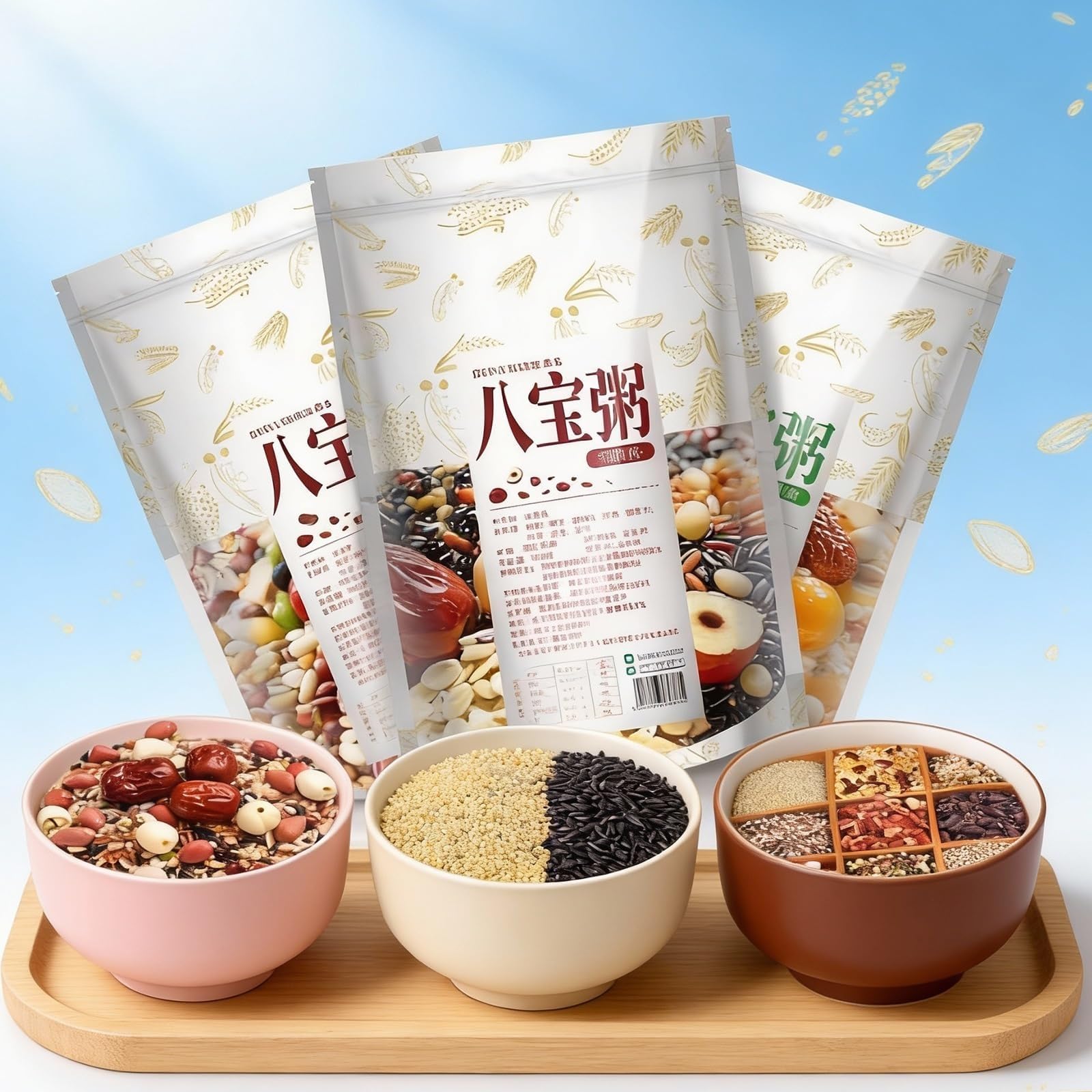 3 Bolsas De 500 G De Mezcla De Gachas Eight Treasure, Cereales Integrales De Fácil Cocción, Sellado Al Vacío, Desayuno Y Merienda