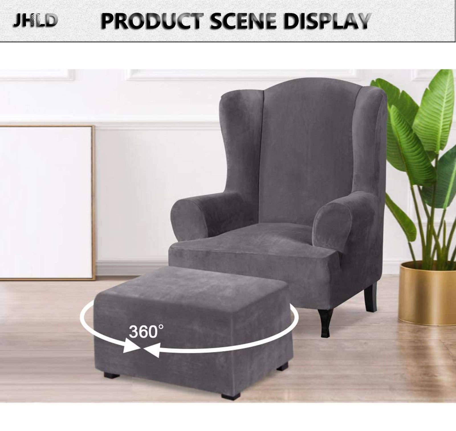 WJHDWYD Velluto Copri Pouf Rettangolare,Elasticizzato Copri Poggiapiedi Quadrato Pieghevole Morbido Copertura Dell'Ottomano Antiscivolo Lavabile Sofa Protettore Per Soggiorno(Blu-b,Grande