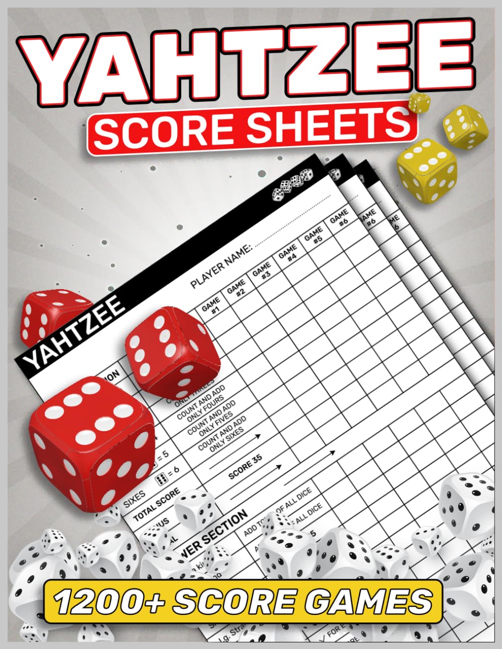 Yahtzee Score Sheets: 1200+ Score Games for Scorekeeping, Yahtzee Score Pads, 8.5 X 11 Large Print Yahtzee Score Book