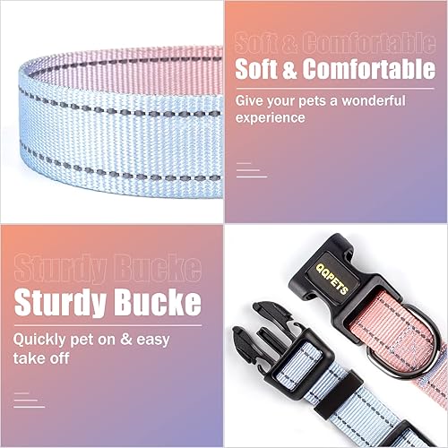 Miniatura 2 de QQPETS - Collar de perro para perros pequeños QQPETS - Collar de nailon reflectante ajustable para las mascotas de niñas y niños, resistente,