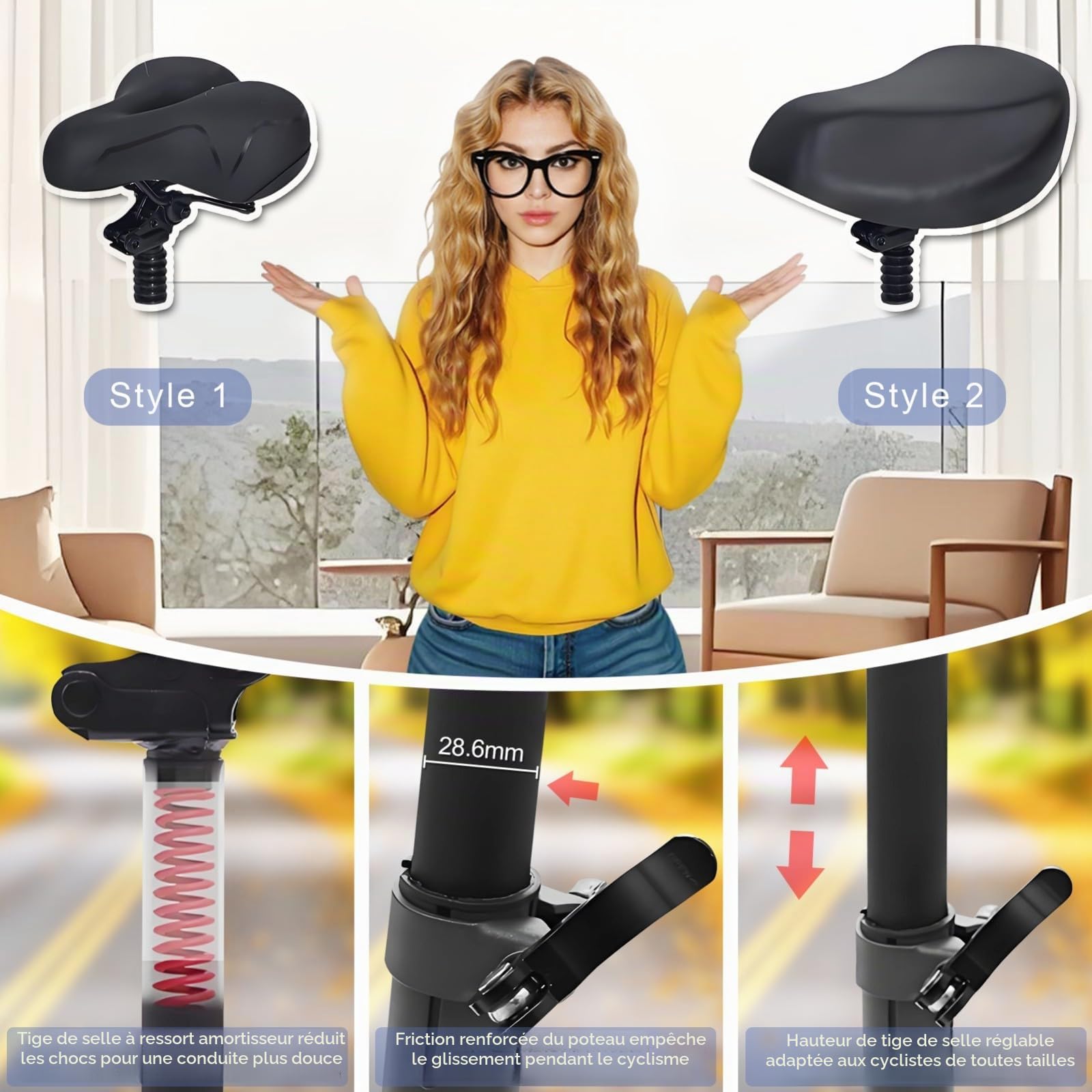 Siège de Trottinette électrique, Fixation de siège de Trottinette réglable et Absorbant Les Chocs, Accessoire de Remplacement pour Segway Ninebot E3/E3Pro