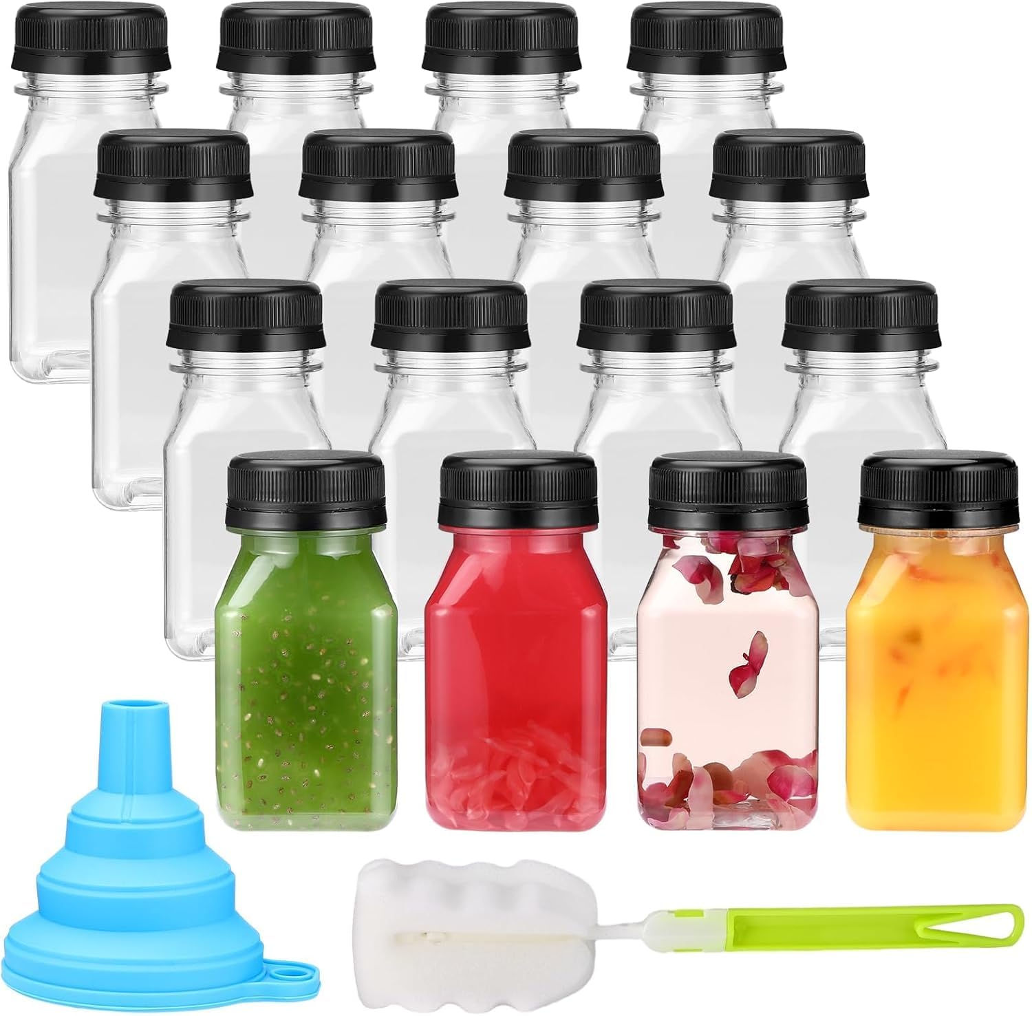 Set 16 Bottiglie Di Plastica Da 120 Ml - Riutilizzabili, Con Tappo, Ideali Per Succhi E Frullati - Foto 14