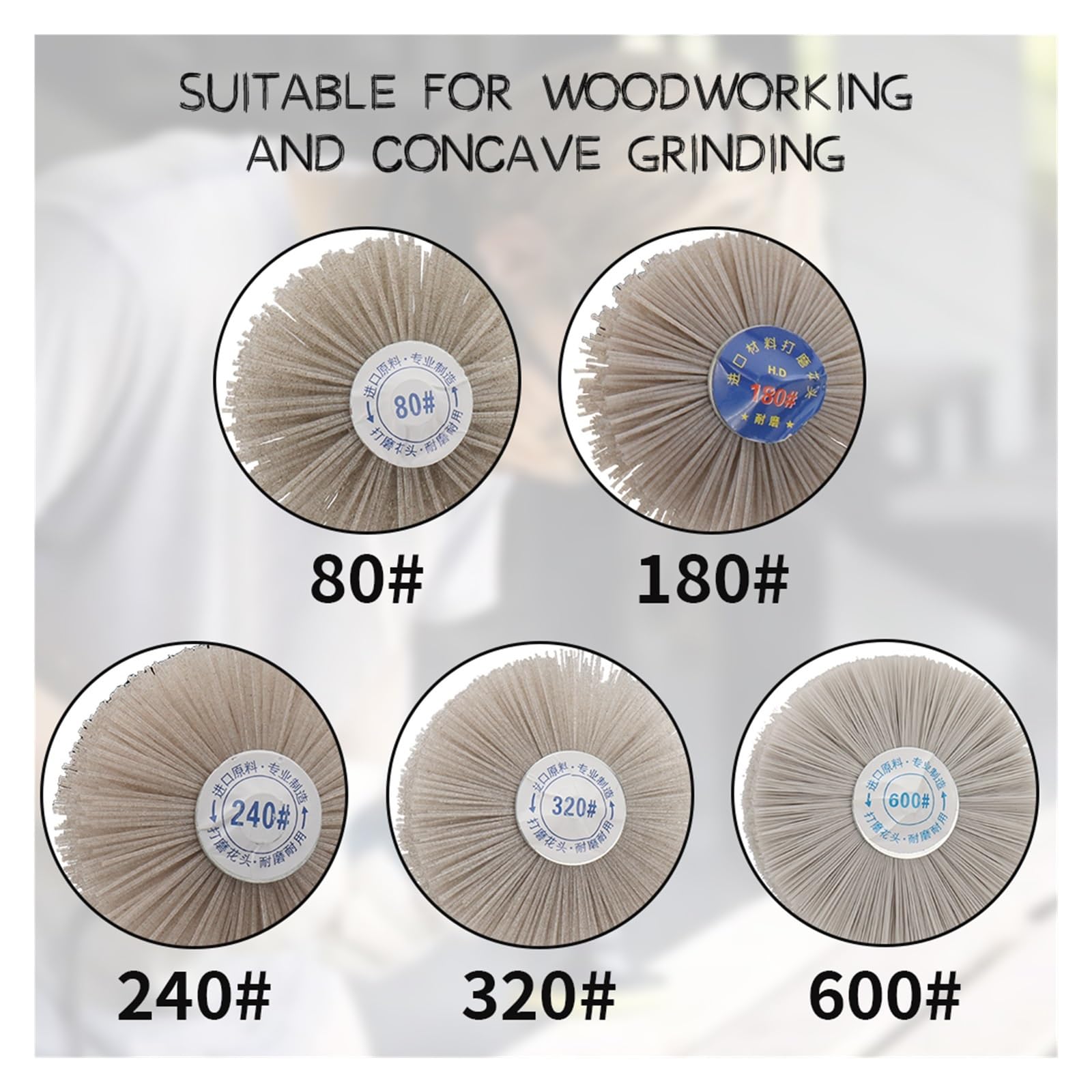 Szczotki druciane Wiertła, 4 szt. 80 mm wiertarka ścierna drut ścierny nylonowa szczotka polerska do mebli drewnianych wykończenie mahoniowe szczotki metalowe(4pcs Grit600)