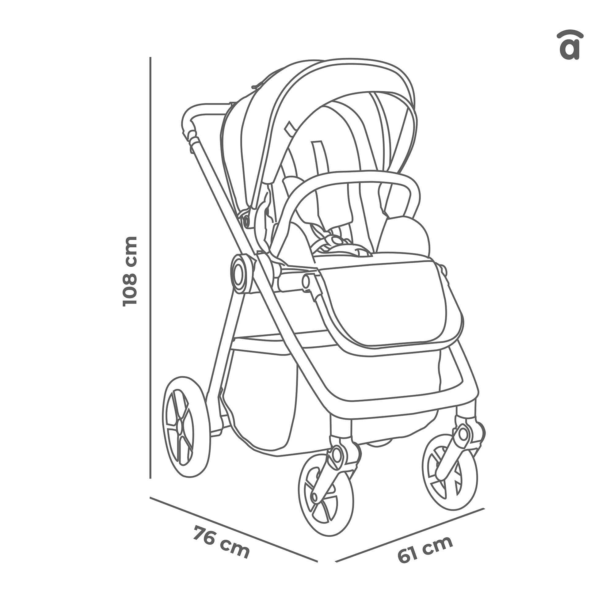 ASALVO Poussette bébé 2 en 1 avec nacelle et poussette - Jusqu'à 22 kg - Pliage livre compact, suspension totale, harnais 5 points - Duo coco vert