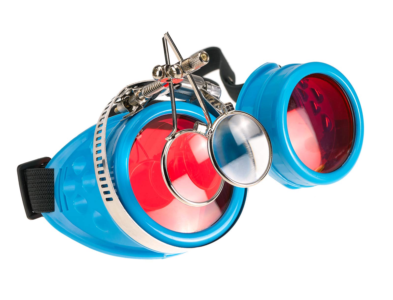 4sold Loupe Steampunk Black Cyber Goggles Rave Goth Vintage Victorian like Sunglasses (Eye Loupes Blue)