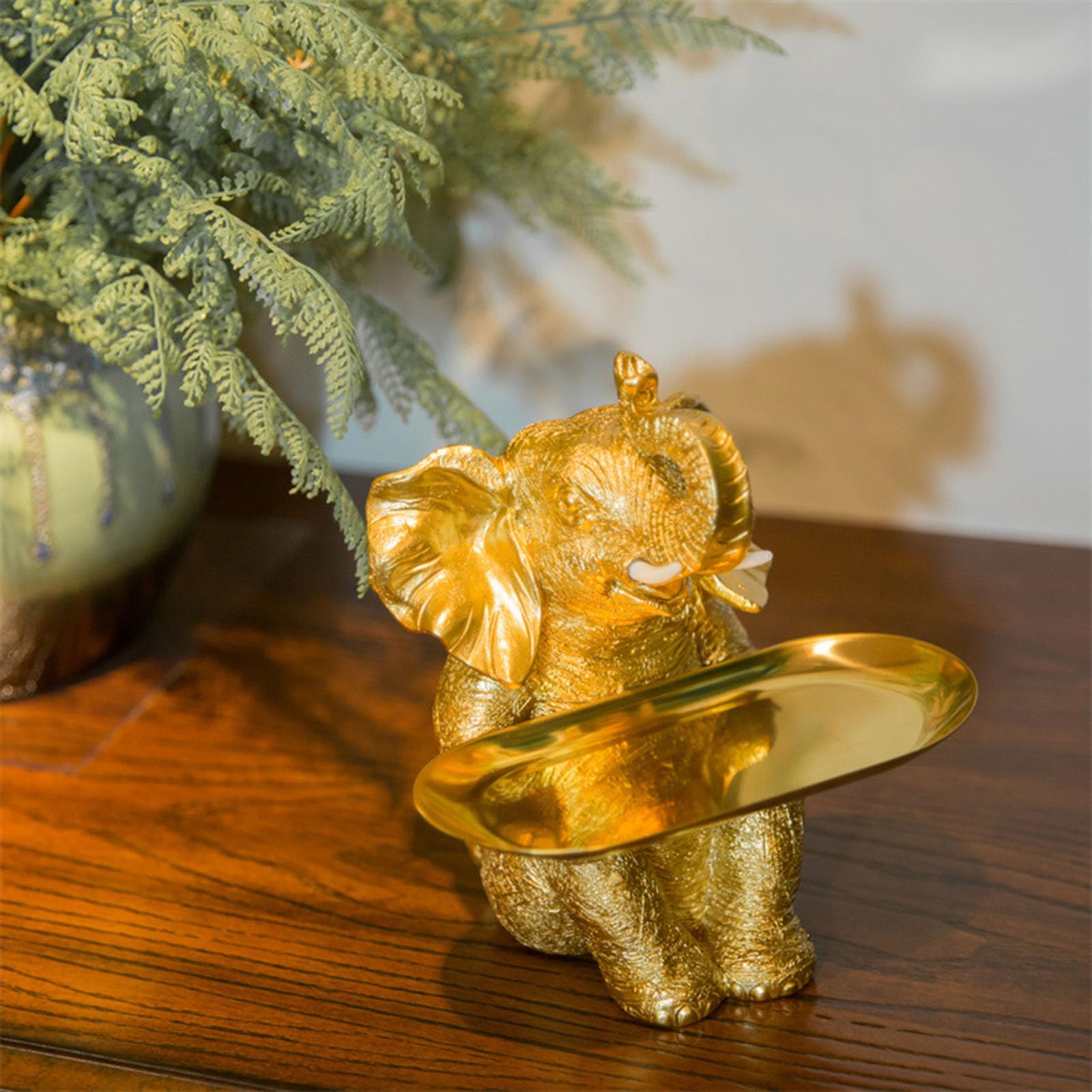 Statua Ciotola Chiave Decorazione Dell'elefante Vassoio in Acciaio Inossidabile Kulptur Figura Decorazione Moda, Tessile Per La Casa, Multifunzione, Scrivania Elefante Buono Come Regalo,D'oro