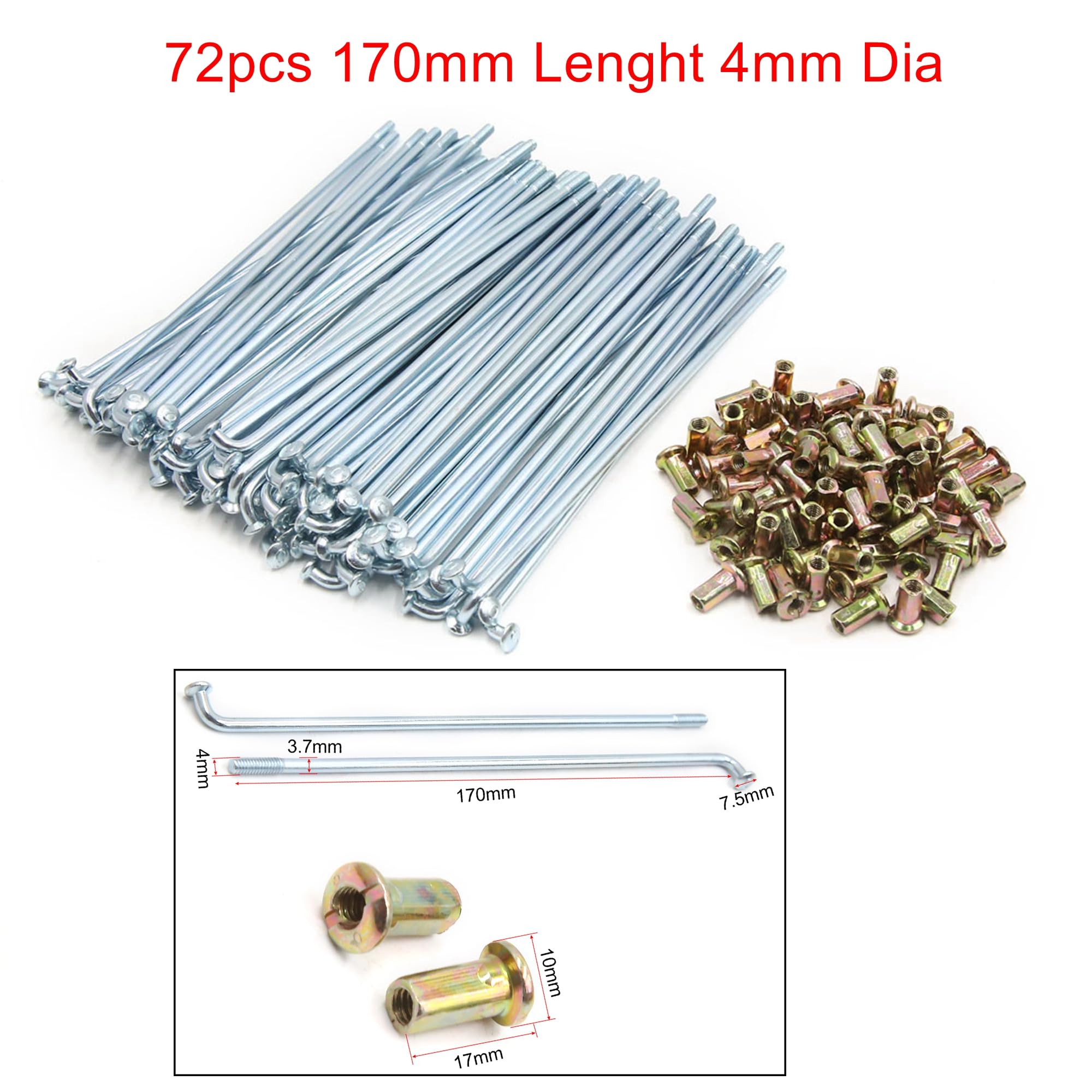 Mountain Bike Spoke Replacement 36 Pack 36-Pack 14G J-Bend Bicycle Spokes With Brass Nipples - 250-268mm Steel Spokes For MTB & City Bikes Bike Wheel Spokes